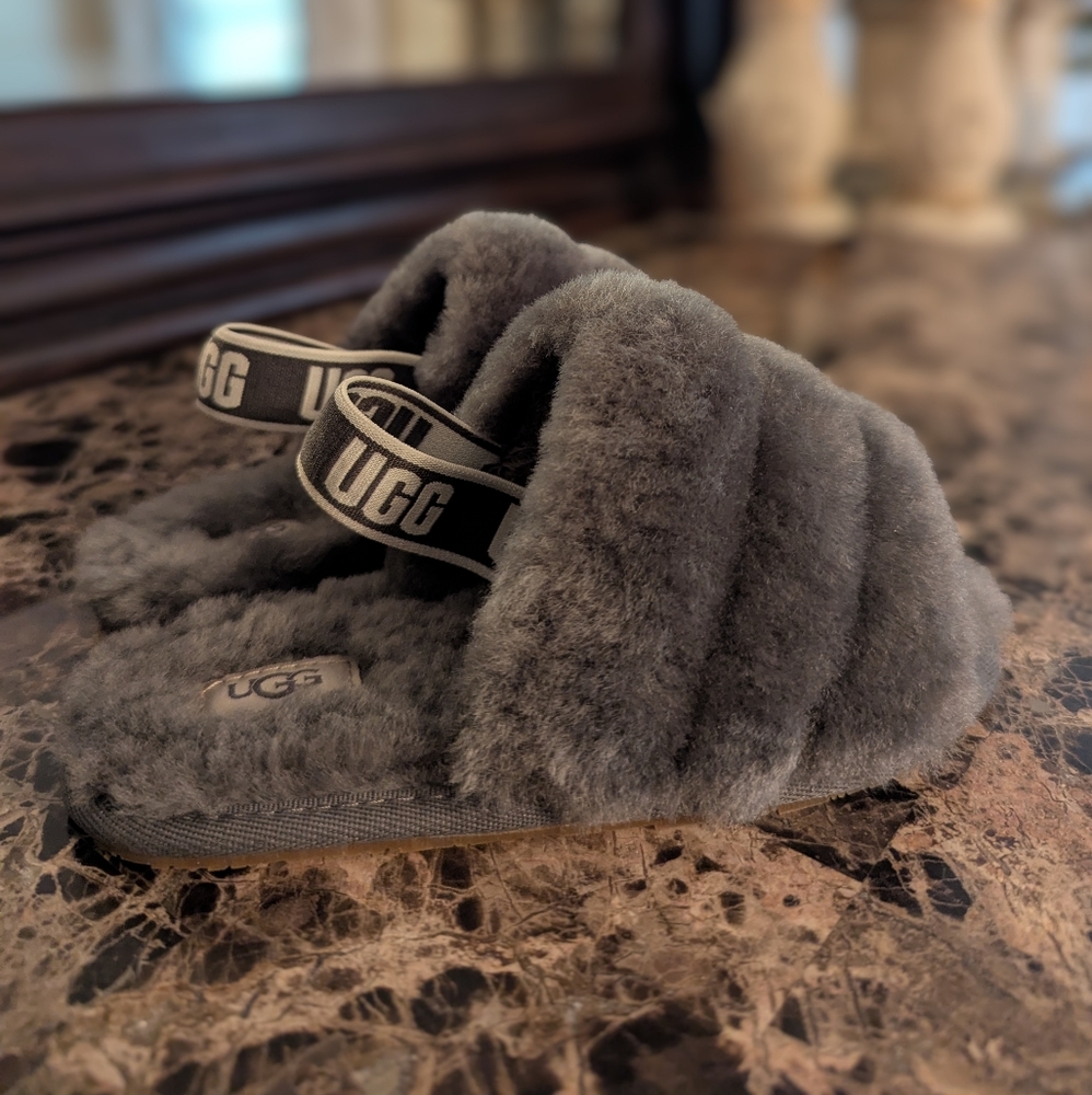 UGG Charcoal Fluff Yeah Slides By UGG
